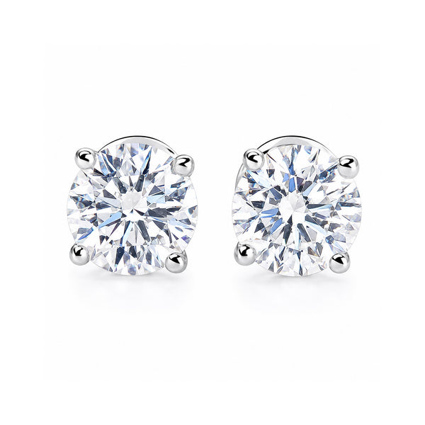 Lab Grown Diamond Accent Round Stud Earrings — Solid 14K / 18K Gold