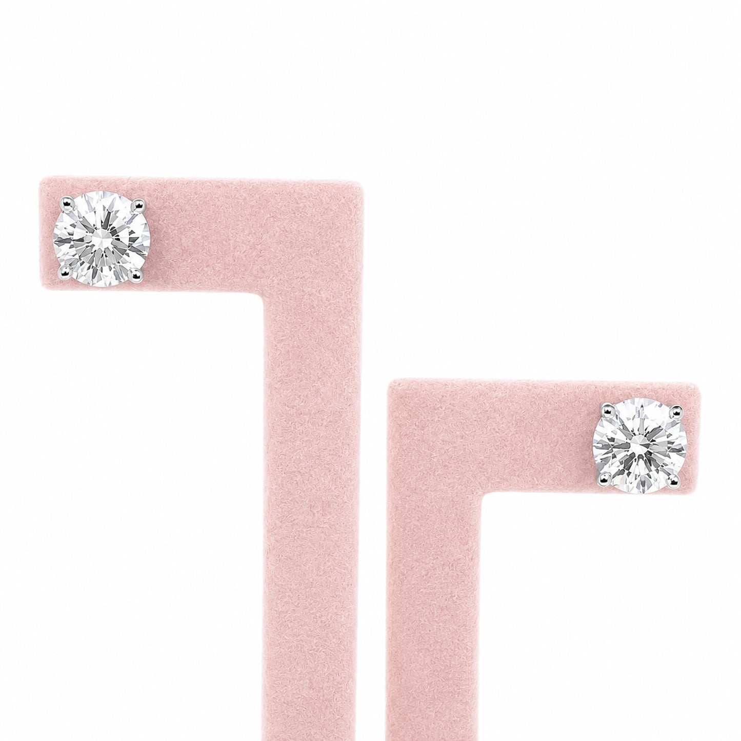 Lab Grown Diamond Accent Round Stud Earrings — Solid 14K / 18K Gold