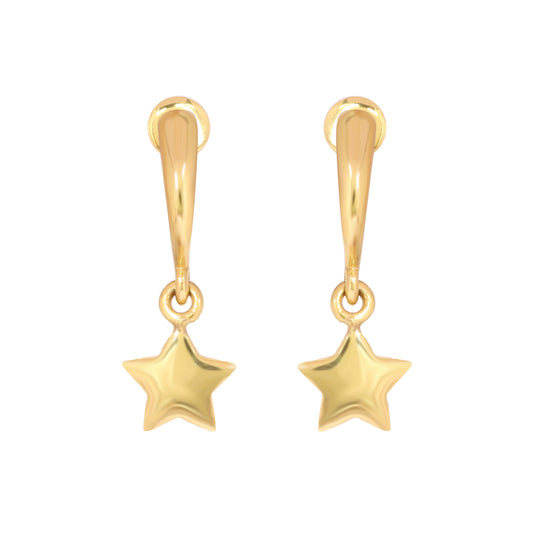 Solid 18K Gold Star Earrings — Minimalist Stud