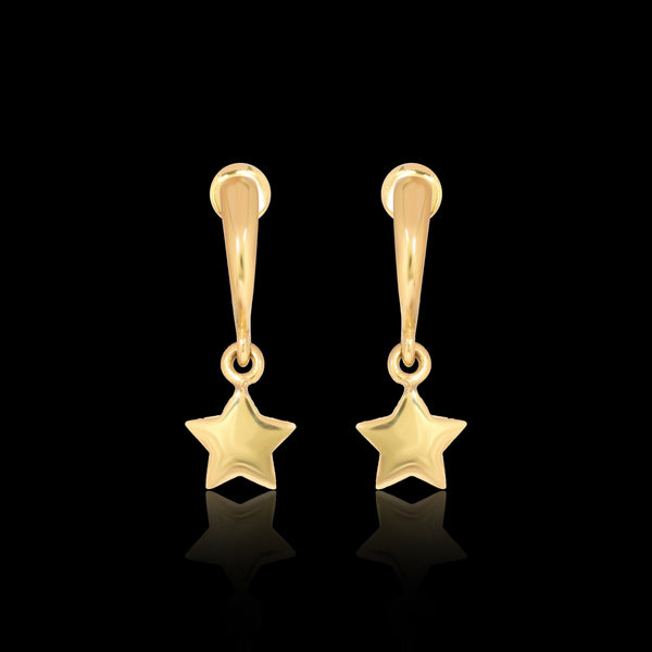Solid 18K Gold Star Earrings — Minimalist Stud