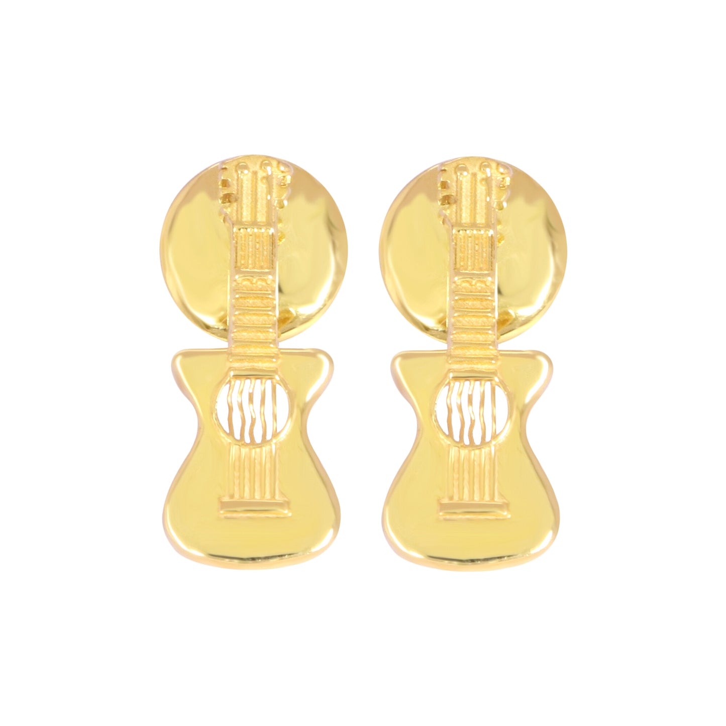 Solid 18K Gold Guitar Earrings — Minimalist Stud