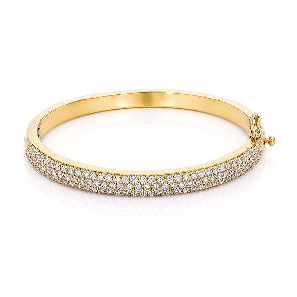 IGI Certified Lab Grown Diamond Wide Gold Bangle — 18K Solid Gold, 3.26 Carat