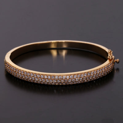 IGI Certified Lab Grown Diamond Wide Gold Bangle — 18K Solid Gold, 3.26 Carat