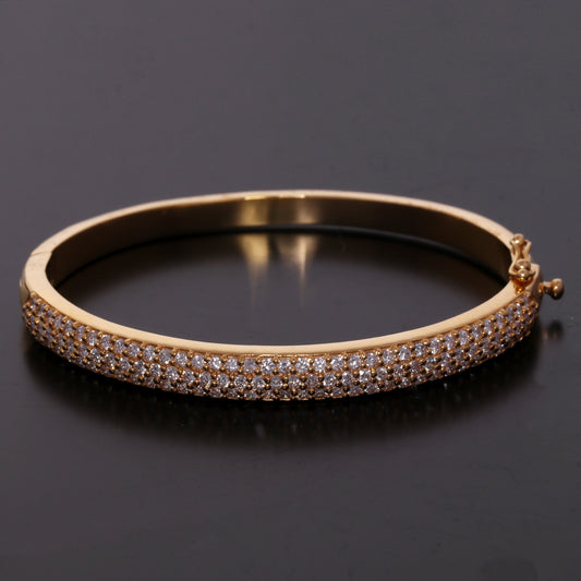 IGI Certified Lab Grown Diamond Wide Gold Bangle — 18K Solid Gold, 3.26 Carat