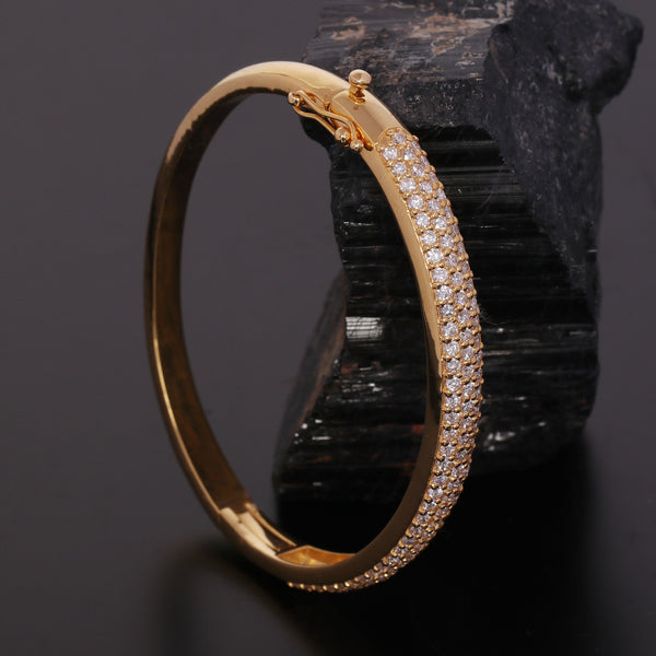 IGI Certified Lab Grown Diamond Wide Gold Bangle — 18K Solid Gold, 3.26 Carat