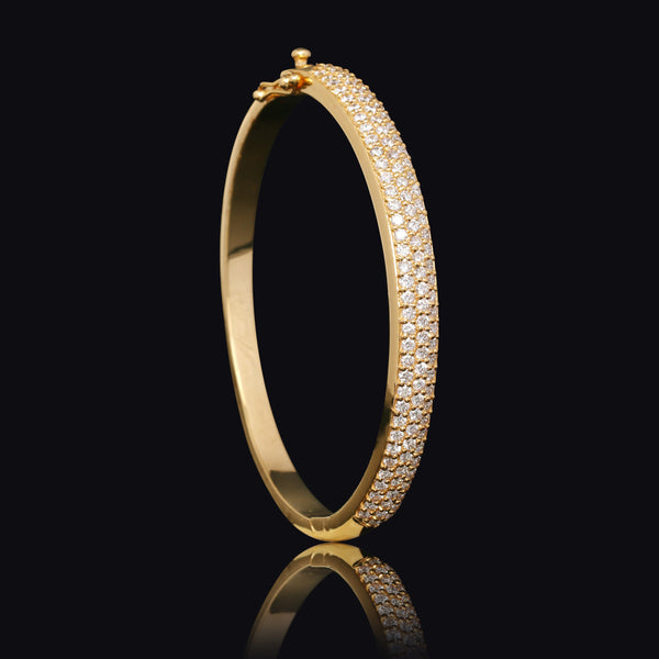 IGI Certified Lab Grown Diamond Wide Gold Bangle — 18K Solid Gold, 3.26 Carat