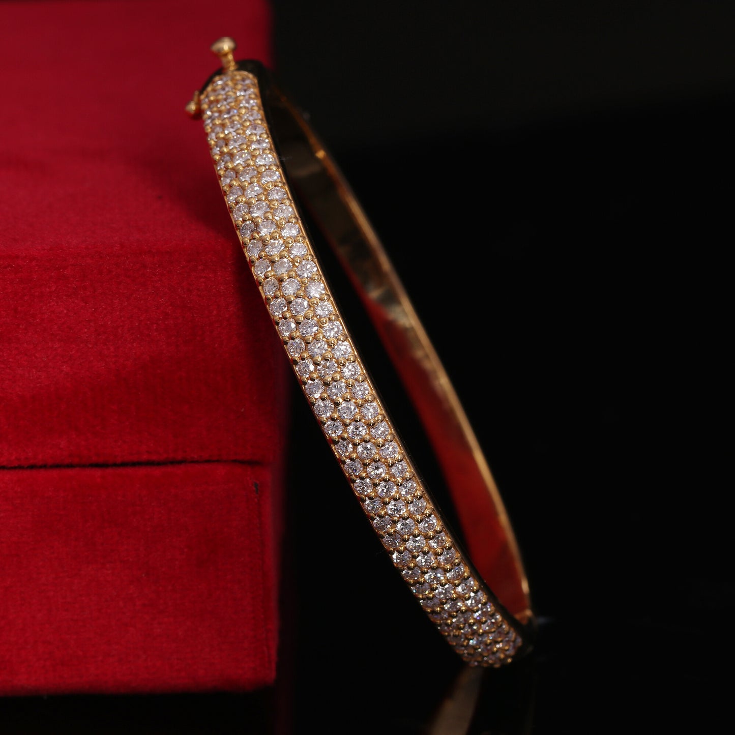 IGI Certified Lab Grown Diamond Wide Gold Bangle — 18K Solid Gold, 3.26 Carat