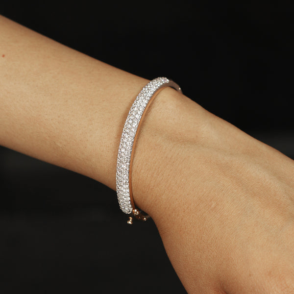 IGI Certified Lab Grown Diamond Wide Gold Bangle — 18K Solid Gold, 3.26 Carat
