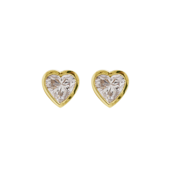 Lab Grown Diamond Heart Stud Earrings — Solid 18K Gold, IGI Certified