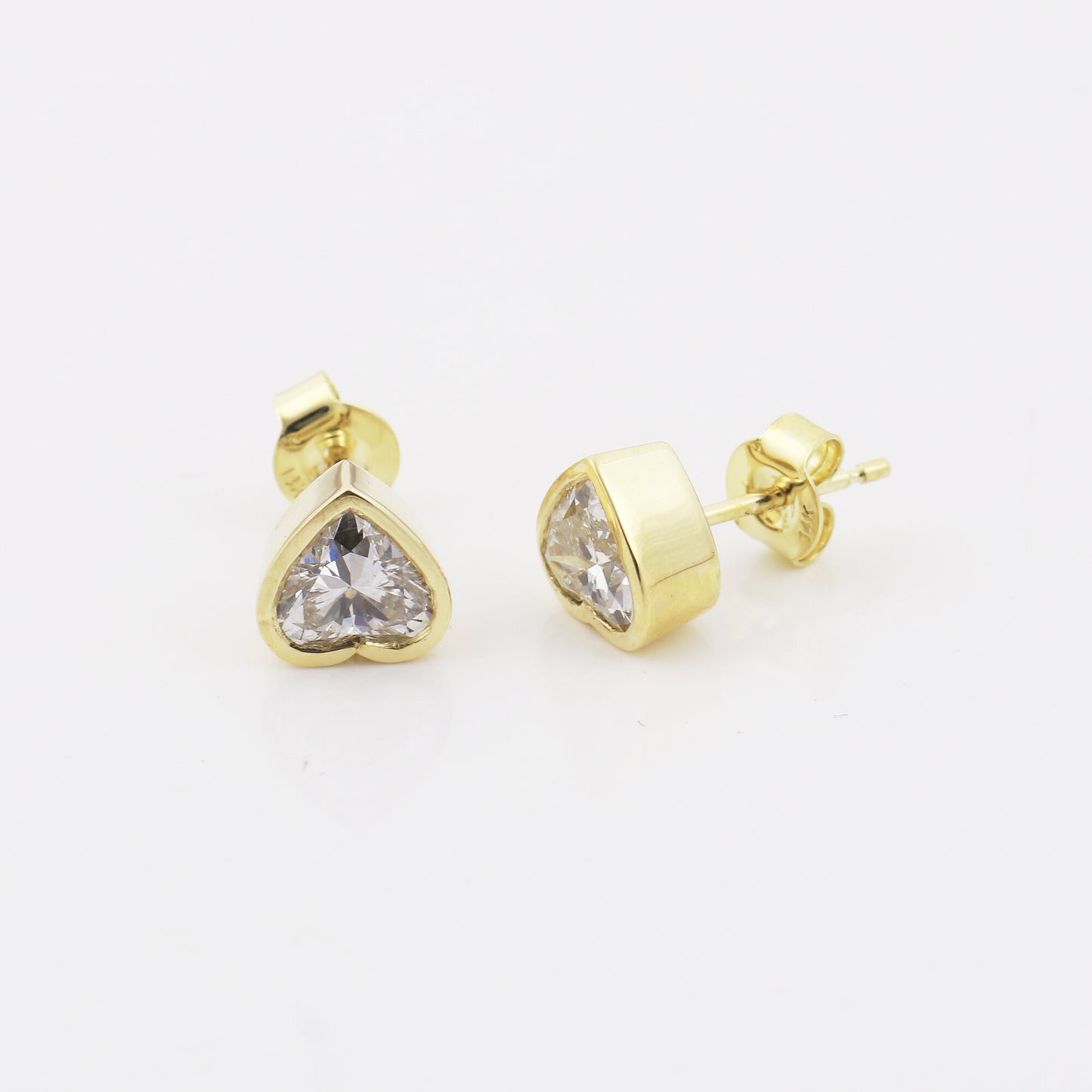 Lab Grown Diamond Heart Stud Earrings — Solid 18K Gold, IGI Certified