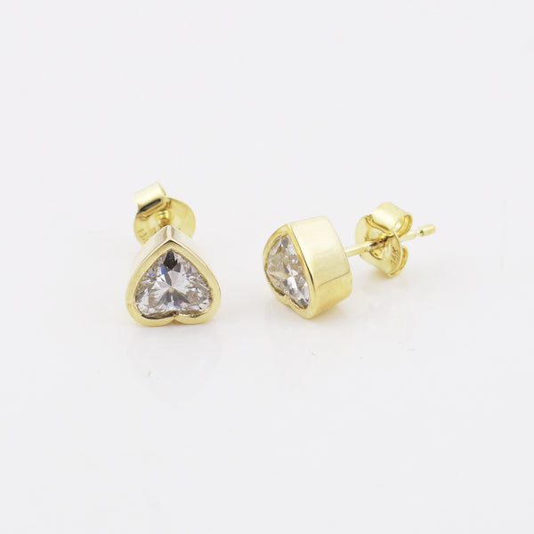 Lab Grown Diamond Heart Stud Earrings — Solid 18K Gold, IGI Certified