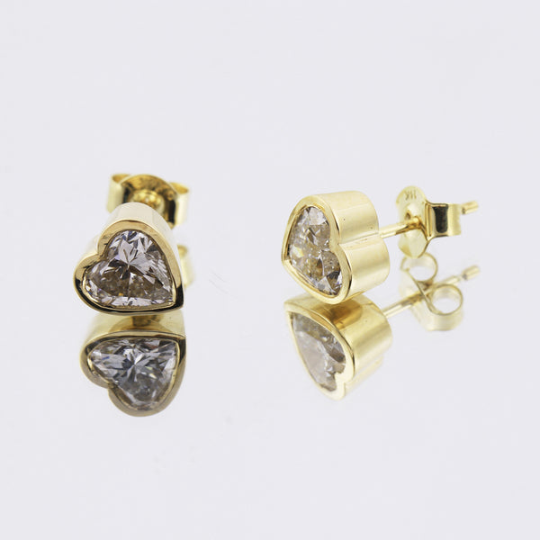 Lab Grown Diamond Heart Stud Earrings — Solid 18K Gold, IGI Certified