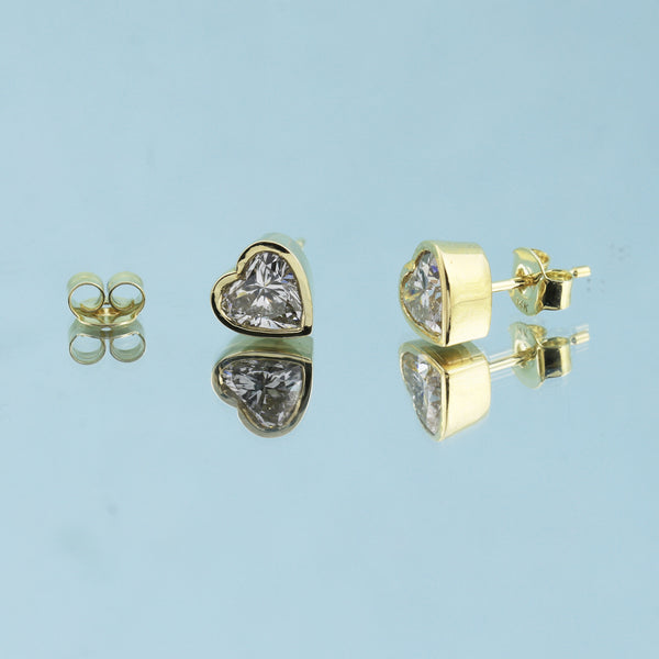 Lab Grown Diamond Heart Stud Earrings — Solid 18K Gold, IGI Certified