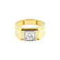 Solid Gold Statement Band Ring with Round Lab Grown Diamond Accent — 14K/18K Solid Gold