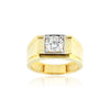 Solid Gold Statement Band Ring with Round Lab Grown Diamond Accent — 14K/18K Solid Gold