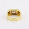 Solid Gold Statement Band Ring with Round Lab Grown Diamond Accent — 14K/18K Solid Gold