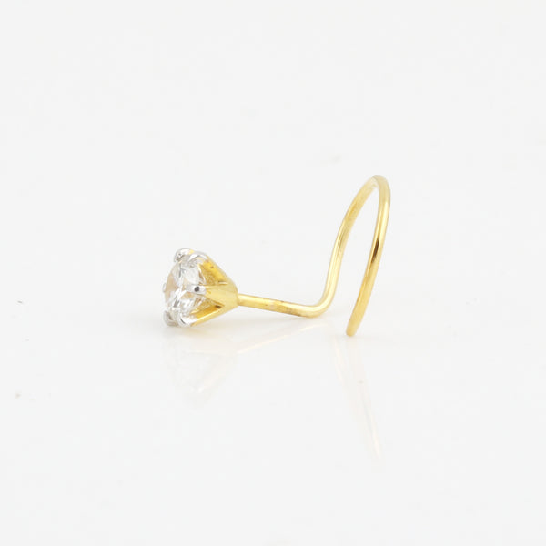 IGI Lab Grown Diamond Nose Pin, 0.12ct Round Solitaire — 18K Solid Gold, Screw Back