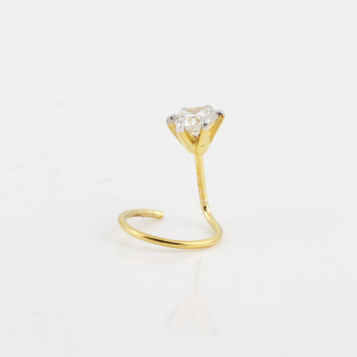 IGI Lab Grown Diamond Nose Pin, 0.12ct Round Solitaire — 18K Solid Gold, Screw Back