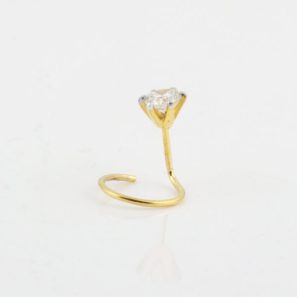 IGI Lab Grown Diamond Nose Pin, 0.12ct Round Solitaire — 18K Solid Gold, Screw Back