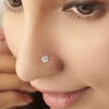 IGI Lab Grown Diamond Nose Pin, 0.12ct Round Solitaire — 18K Solid Gold, Screw Back