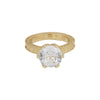 Solid Gold Statement Band Ring with Round Lab Grown Diamond Accent — 18K Solid Gold