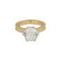 Solid Gold Statement Band Ring with Round Lab Grown Diamond Accent — 18K Solid Gold