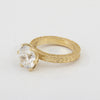 Solid Gold Statement Band Ring with Round Lab Grown Diamond Accent — 18K Solid Gold