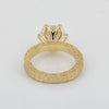 Solid Gold Statement Band Ring with Round Lab Grown Diamond Accent — 18K Solid Gold