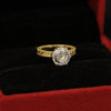 Solid Gold Statement Band Ring with Round Lab Grown Diamond Accent — 18K Solid Gold
