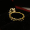 Solid Gold Statement Band Ring with Round Lab Grown Diamond Accent — 18K Solid Gold