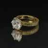 Solid Gold Statement Band Ring with Round Lab Grown Diamond Accent — 18K Solid Gold