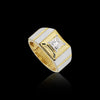 Solid Gold Statement Band Ring with Round Lab Grown Diamond Accent — 18K Solid Gold