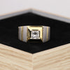 Solid Gold Statement Band Ring with Round Lab Grown Diamond Accent — 18K Solid Gold