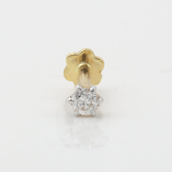 IGI Lab Grown Diamond Nose Pin, 0.07ct Round Solitaire — 18K Solid Gold, Screw Back