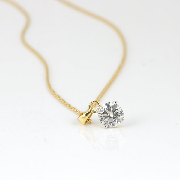 IGI Certified Lab Grown Diamond Round-Cut Solitaire Pendant Necklace — 14K/18K Solid Gold, Adjustable Chain
