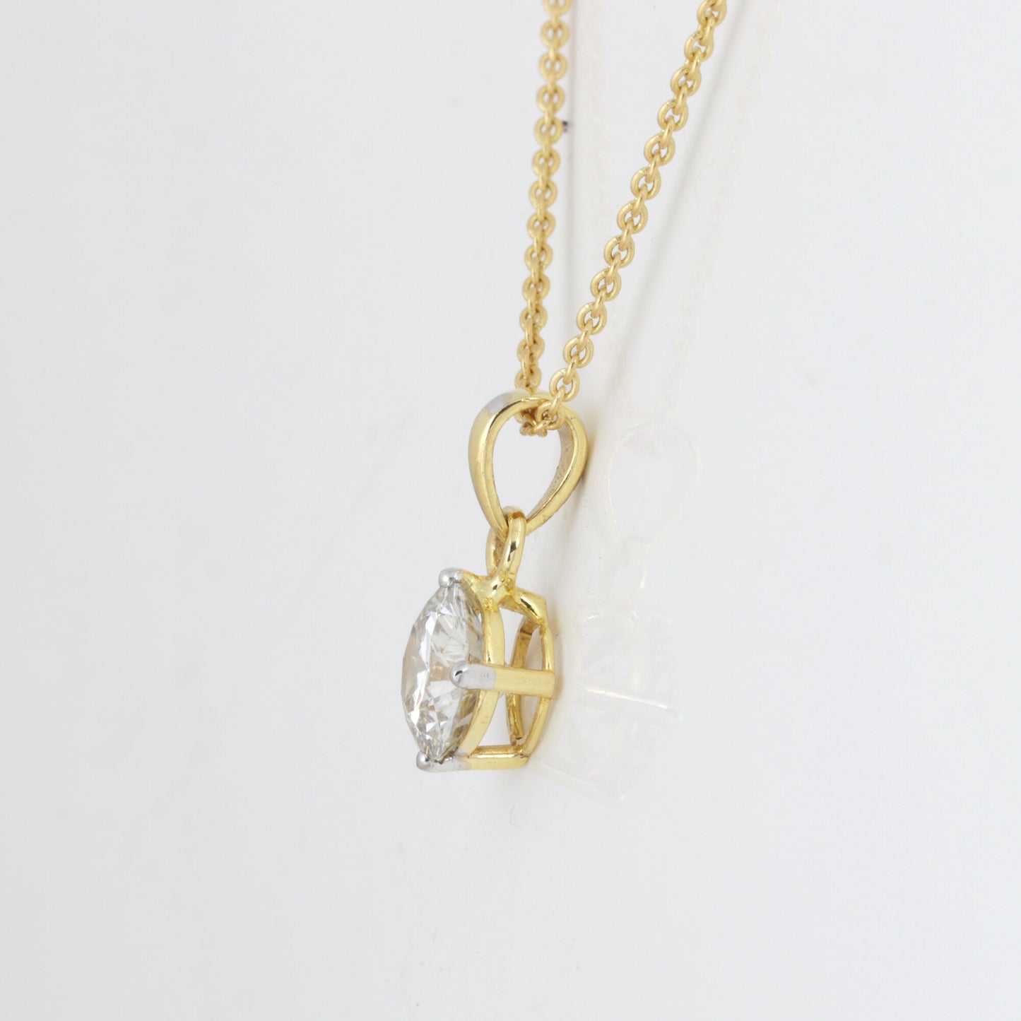 IGI Certified Lab Grown Diamond Round-Cut Solitaire Pendant Necklace — 14K/18K Solid Gold, Adjustable Chain