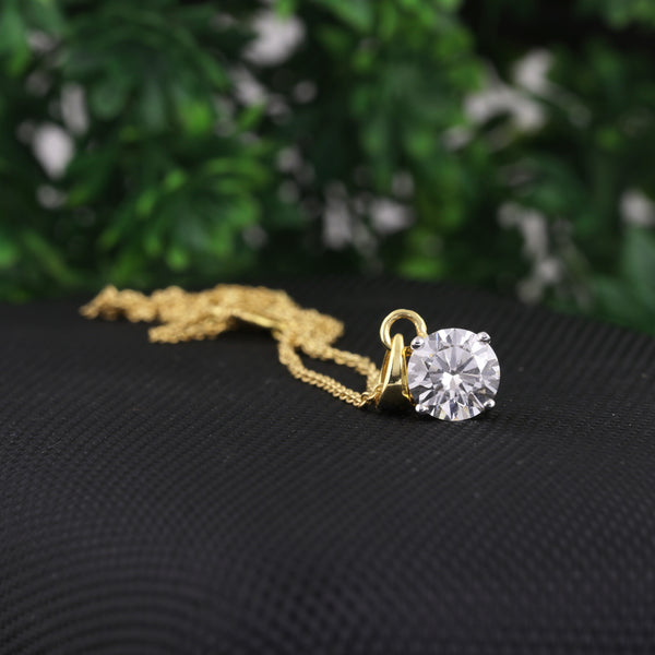 IGI Certified Lab Grown Diamond Round-Cut Solitaire Pendant Necklace — 14K/18K Solid Gold, Adjustable Chain