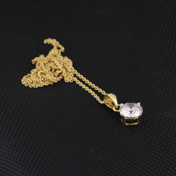 IGI Certified Lab Grown Diamond Round-Cut Solitaire Pendant Necklace — 14K/18K Solid Gold, Adjustable Chain