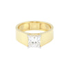 Solid Gold Statement Band Ring with Round Lab Grown Diamond Accent — 18K Solid Gold