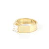Solid Gold Statement Band Ring with Round Lab Grown Diamond Accent — 18K Solid Gold