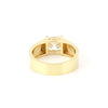 Solid Gold Statement Band Ring with Round Lab Grown Diamond Accent — 18K Solid Gold