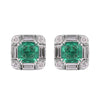 Lab Grown Emerald Asscher-Cut Earrings with Diamond Accents — 14K/18K Solid Gold