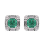 Lab Grown Emerald Asscher-Cut Earrings with Diamond Accents — 14K/18K Solid Gold