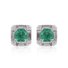 Lab Grown Emerald Asscher-Cut Earrings with Diamond Accents — 14K/18K Solid Gold