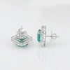 Lab Grown Emerald Asscher-Cut Earrings with Diamond Accents — 14K/18K Solid Gold