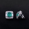 Lab Grown Emerald Asscher-Cut Earrings with Diamond Accents — 14K/18K Solid Gold