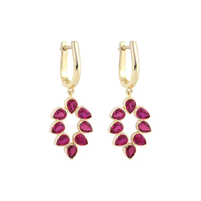IGI Certified Lab Grown Ruby Pear-Cut Halo Earrings — 18K Solid Gold