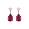 Lab Grown Ruby Pear-Cut Drop Earrings with Pavé Diamonds — 14K/18K Solid Gold