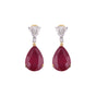 Lab Grown Ruby Pear-Cut Drop Earrings with Pavé Diamonds — 14K/18K Solid Gold