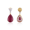 Lab Grown Ruby Pear-Cut Drop Earrings with Pavé Diamonds — 14K/18K Solid Gold